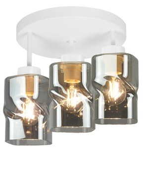 Plafon sufitowy AURA Biały Szklany Grafitowy Klosz