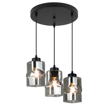 Plafon AURA Czarny Szklany Grafitowy Klosz