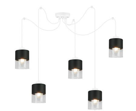 Lampa Pająk Wisząca Żyrandol 5 Płomienna Szklany Klosz Sufitowa Biała