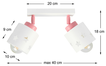 LAMPA SUFITOWA RÓŻOWO-BIAŁA GWIAZDKI DZIECIĘCA WISZĄCA RUCHOMA LUNARI LBR/2