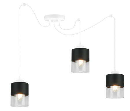 Lampa Pająk Wisząca Żyrandol 3 Płomienna Szklany Klosz Sufitowa Biała