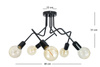 LAMPA SUFITOWA LUNA 1005/5 KOLOR CZARNY MODERNO