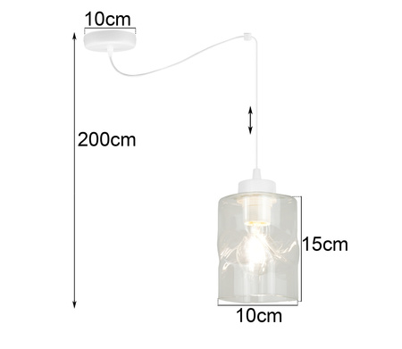 Lampa AURA Pająk Biała Sufitowa Wisząca Żyrandol 1 Szklany Klosz Bezbarwny