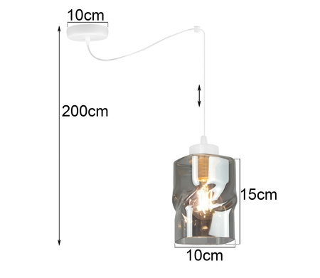 Lampa AURA Pająk Biała Sufitowa Wisząca Żyrandol 1 Szklany Klosz Grafitowy