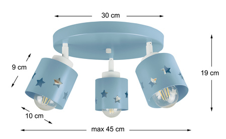 LAMPA SUFITOWA PLAFON NIEBIESKI DZIECIĘCY GWIAZDKI RUCHOMY KOSMOS STARS LUNARI PN/3