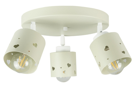 LAMPA SUFITOWA PLAFON BEŻOWA DLA DZIECI WISZĄCA ŻYRANDOL SERCA LED RUCHOMY LUMIMI PB/3