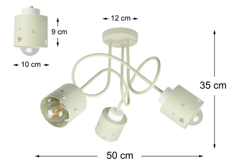 LAMPA DLA DZIECI KOLOROWA SUFITOWA BEŻOWA ŻYRANDOL E27 SERCA WISZĄCA LUMIMI LBR/3