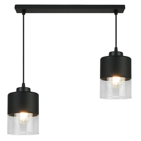 Lampa Wisząca Czarna Żyrandol Listwa 2 Szklane Klosze Sufitowa Led Harmonia
