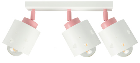 LAMPA SUFITOWA LISTWA DLA DZIECI RÓŻOWO BIAŁA SERDUSZKA WISZĄCA RUCHOMA LUMIMI LBR/3