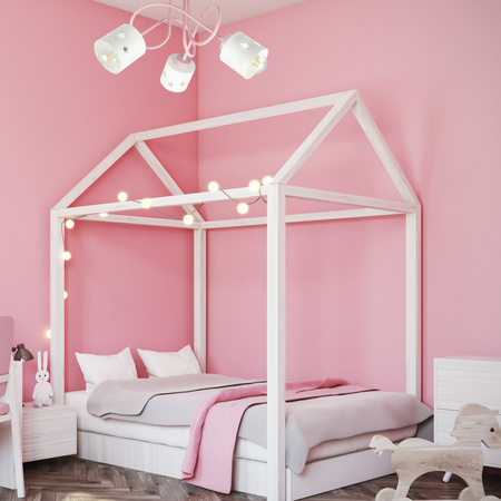 LAMPA RÓŻOWA DLA DZIECI SUFITOWA BIAŁE KLOSZE GWIAZDKI WISZĄCA ŻYRANDOL LUNARI RB/3