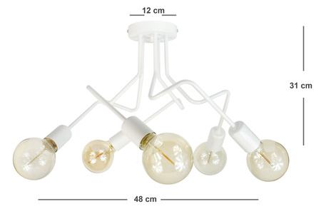 LAMPA SUFITOWA LUNA 1005/5 KOLOR BIAŁY MODERNO