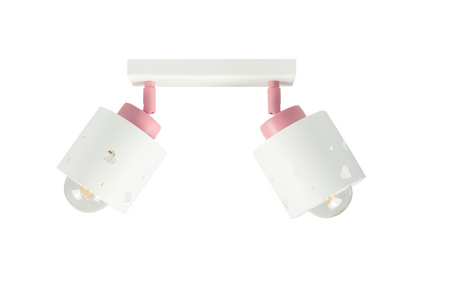 LAMPA SUFITOWA DLA DZIECI LISTWA SERDUSZKA BIAŁO-RÓŻOWA RUCHOMA LUMIMII LBR/2