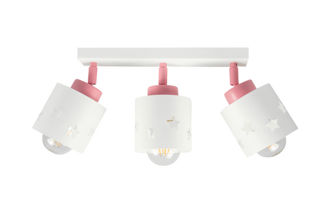 LAMPA SUFITOWA RÓŻOWA DLA DZIECI GWIAZDKI WISZĄCA BIAŁA LED RUCHOMA E27