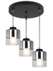 Szklana lampa sufitowa wisząca plafon czarny chrom 3 punkty led regulowany