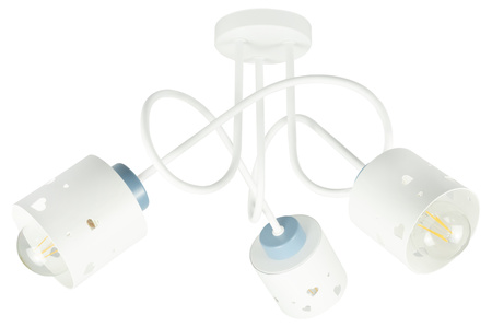 LAMPA SUFITOWA DLA DZIECI LED BIAŁO-NIEBIESKA ŻYRANDOL SERCA NOWOCZESNA ŻYRANDOL LUMIMI BBN/3
