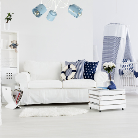 LAMPA DO POKOJU DZIECIĘCEGO SUFITOWA LED BIAŁO-NIEBIESKA ŻYRANDOL SERCA WISZĄCA LUMIMI BN/3