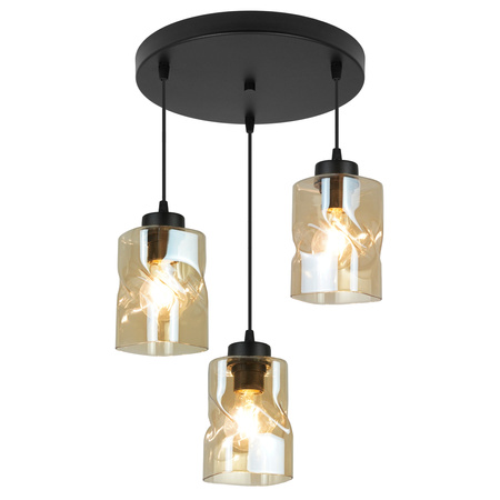 Plafon AURA Czarny Szklany Miodowy Klosz