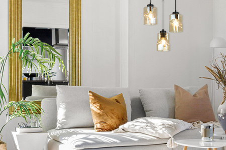 Plafon AURA Czarny Szklany Miodowy Klosz