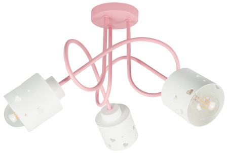 LAMPA SUFITOWA KOLOROWA DLA DZIECI RÓŻOWA ŻYRANDOL E27 SERCA WISZĄCA LUMIMI RB/3