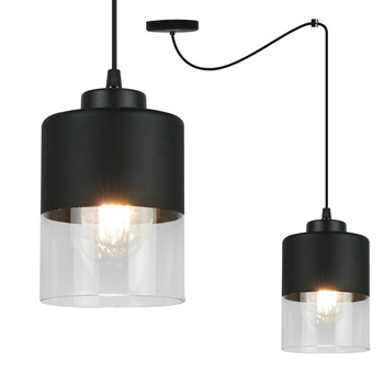 Lampa Pająk Wisząca Żyrandol 1 Płomienna Szklany Klosz Sufitowa Czarna