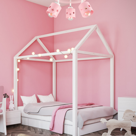 LAMPA SUFITOWA WISZĄCA RÓŻOWA DLA DZIECI PLAFON ŻYRANDOL GWIAZDKI RUCHOMY LUNARI PR/3