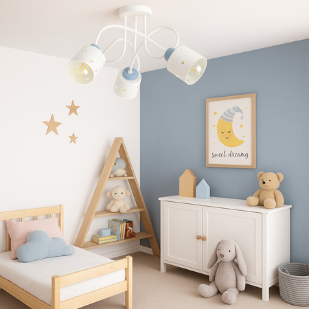 LAMPA SUFITOWA DLA DZIECI LED BIAŁO-NIEBIESKA ŻYRANDOL SERCA NOWOCZESNA ŻYRANDOL LUMIMI BBN/3