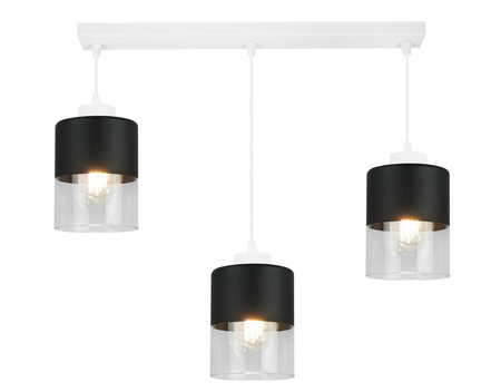 Lampa Wisząca Biała Żyrandol Listwa 2 Szklane Klosze Sufitowa Led Harmonia