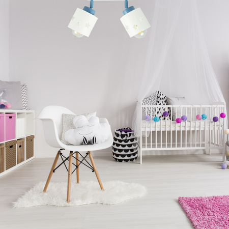LAMPA SUFITOWA DZIECIĘCA GWIAZDKI WISZĄCA BIAŁO-NIEBIESKA RUCHOMA LUNARI LBN/2
