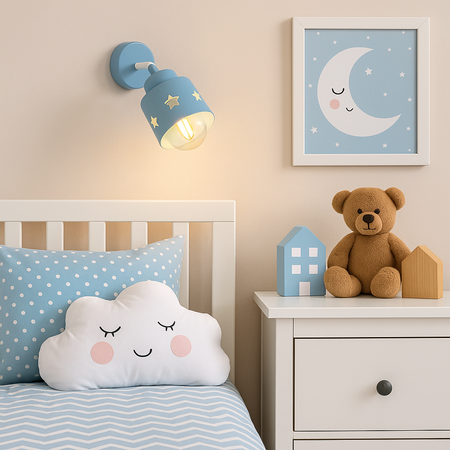 LAMPA KINKIET NIEBIESKI DLA DZIECI GWIAZDKI LED RUCHOMY LUNARI KN/1