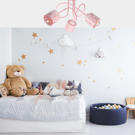 LAMPA SUFITOWA DO POKOJU DZIECIĘCEGO RÓŻOWA ŻYRANDOL E27 SERCA WISZĄCA LUMIMI R/3