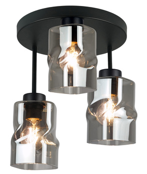 Plafon sufitowy AURA Czarny Szklany Grafitowy Klosz