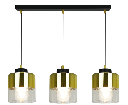 Lampa wisząca ze złotym kloszem glamour listwa czarna sufitowa regulowana