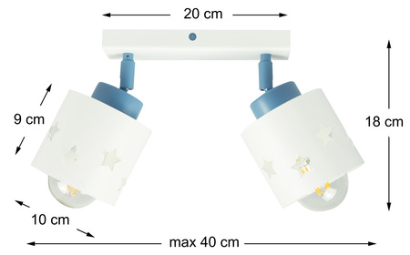 LAMPA SUFITOWA DZIECIĘCA GWIAZDKI WISZĄCA BIAŁO-NIEBIESKA RUCHOMA LUNARI LBN/2