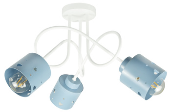 LAMPA DO POKOJU DZIECIĘCEGO SUFITOWA LED BIAŁO-NIEBIESKA ŻYRANDOL SERCA WISZĄCA LUMIMI BN/3