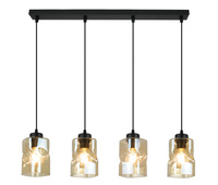 Lampa Czarna Wisząca Żyrandol Listwa 4 Szklane Klosze Sufitowa Led Miodowy Klosz