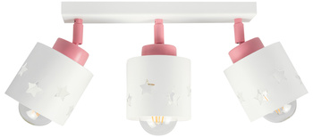 LAMPA SUFITOWA RÓŻOWA DLA DZIECI GWIAZDKI WISZĄCA BIAŁA LED RUCHOMA E27