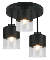 Lampa Wisząca Plafon Sufitowy Czarny Żyrandol Szklane Klosze Led