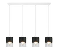 Lampa Sufitowa Wisząca Biała Żyrandol Listwa 4 Szklane Klosze Sufitowa Led