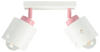 LAMPA SUFITOWA DLA DZIECI LISTWA SERDUSZKA BIAŁO-RÓŻOWA RUCHOMA LUMIMII LBR/2