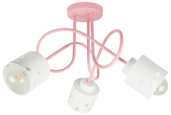 LAMPA SUFITOWA KOLOROWA DLA DZIECI RÓŻOWA ŻYRANDOL E27 SERCA WISZĄCA LUMIMI RB/3