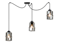 Lampa Sufitowa AURA Czarna Pająk 3 Szklany Klosz Grafitowy