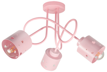 LAMPA SUFITOWA DO POKOJU DZIECIĘCEGO RÓŻOWA ŻYRANDOL E27 SERCA WISZĄCA  LUMIMI R/3