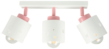 LAMPA SUFITOWA LISTWA DLA DZIECI RÓŻOWO BIAŁA SERDUSZKA WISZĄCA RUCHOMA LUMIMI LBR/3