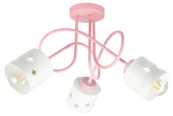 LAMPA RÓŻOWA DLA DZIECI SUFITOWA BIAŁE KLOSZE GWIAZDKI WISZĄCA ŻYRANDOL LUNARI RB/3