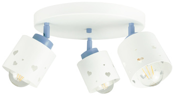LAMPA SUFITOWA LED DZIECIĘCA PLAFON SERDUSZKA BIAŁO-NIEBIESKI RUCHOMY ŻYRANDOL E27 LUMIMI PBN/3