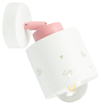 KINKIET BIAŁÓ-RÓŻOWY SERDUSZKA DLA DZIECI LAMPA ŚCIENNA RUCHOMY LUMIMI KBR/1