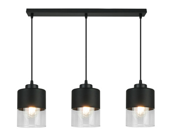 Lampa Wisząca Czarna Żyrandol Listwa 2 Szklane Klosze Sufitowa Led Harmonia