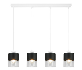 Lampa Sufitowa Wisząca Biała Żyrandol Listwa 4 Szklane Klosze Sufitowa Led