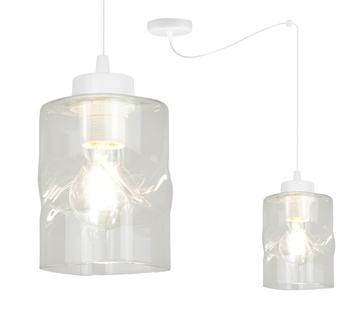 Lampa AURA Pająk Biała Sufitowa Wisząca Żyrandol 1 Szklany Klosz Bezbarwny