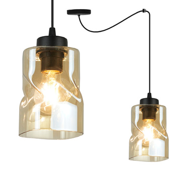 Lampa AURA Pająk czarna Sufitowa Wisząca Żyrandol 1 Szklany Klosz miodowy